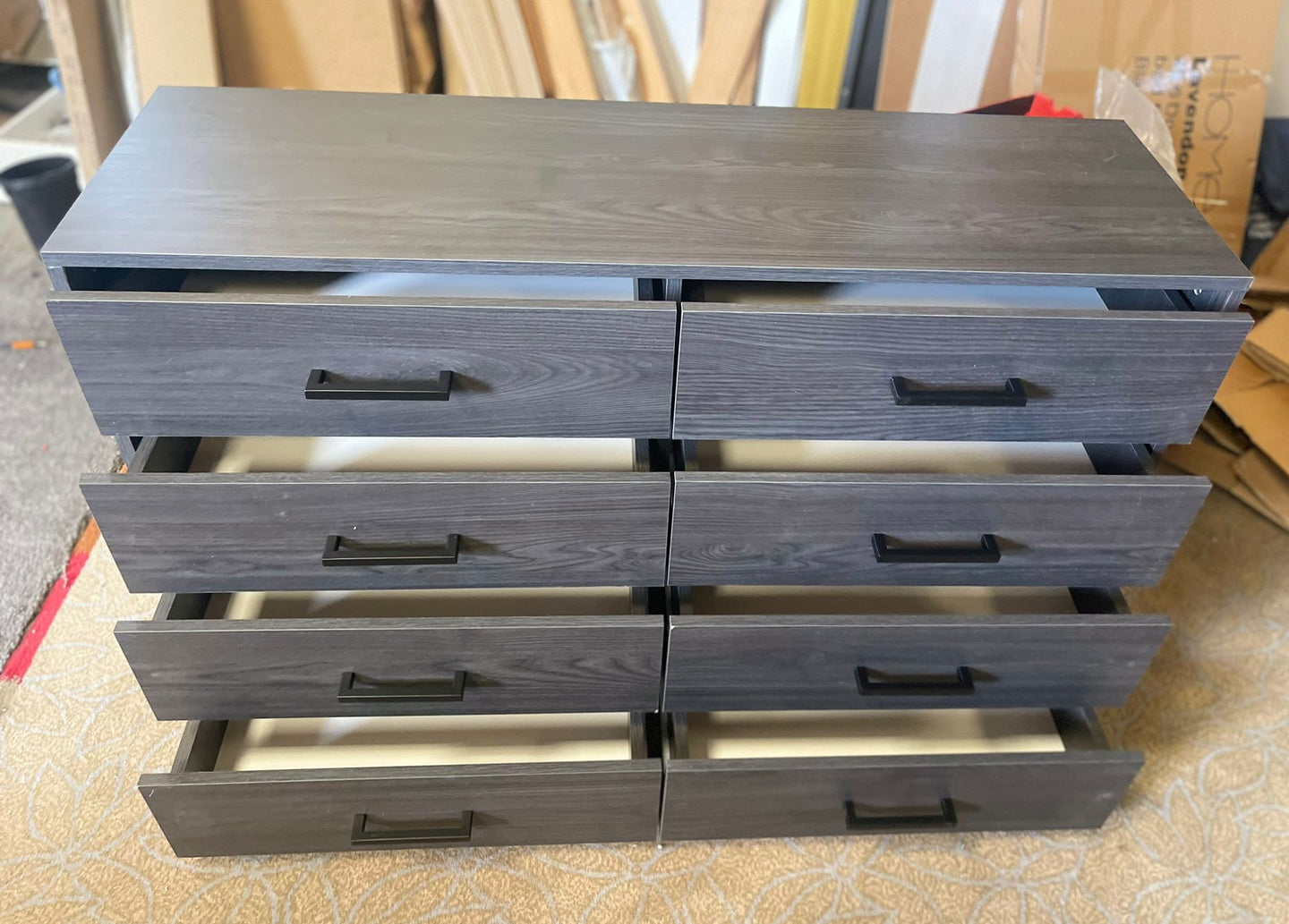 Assembled Oslo 8 Drawer Chest - Black Oak Effect